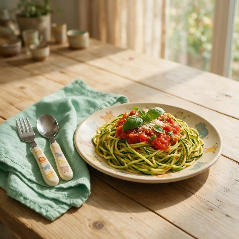 Foto de la receta espaguetis de calabacita con tomate